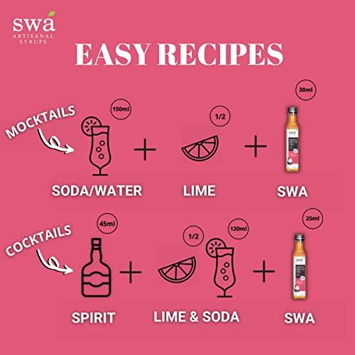Swa Artisanal Syrups Swa Artisanal Syrups - Whisky Cocktail Mixer Combo, 100% Natural, Makes 24-30 Drinks - Pack of 2 Syrups (250ml x 2)