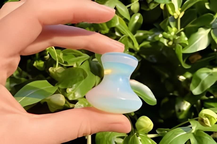 Generic SS Murti 100% Pure Opalite Crystal Stone Mushroom Gua Sha Stone/Tool Face Massaging Tool With Box | Certified Opalite Gua Sha for Face Massage, Toning, Sculpting and Shaping