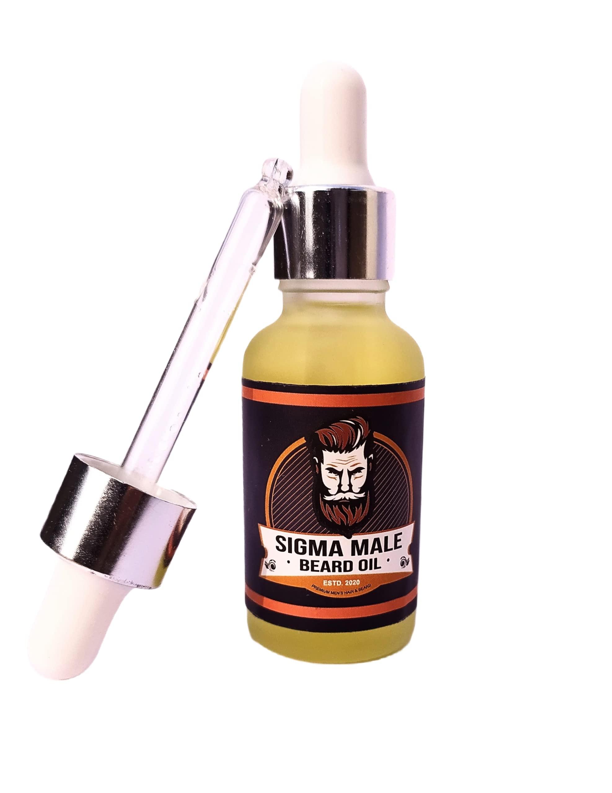SIGMA MALE Sigma Male Beard Oil with ARGAN & JOJOBA, 100% NATURAL, Best Beard Growth Oil for Men, Nourishes & Strengthens Uneven Beard - 30ML