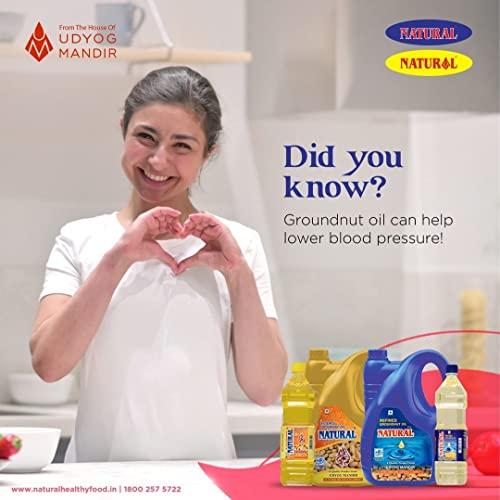 Natural Natural - Refined Ground Nut Oil | Mungfali Oil | Peanut Oil For Cooking | Zero Cholestrol | Added Vitamins | Healthy Cooking | 5 Ltr | Pack of 1