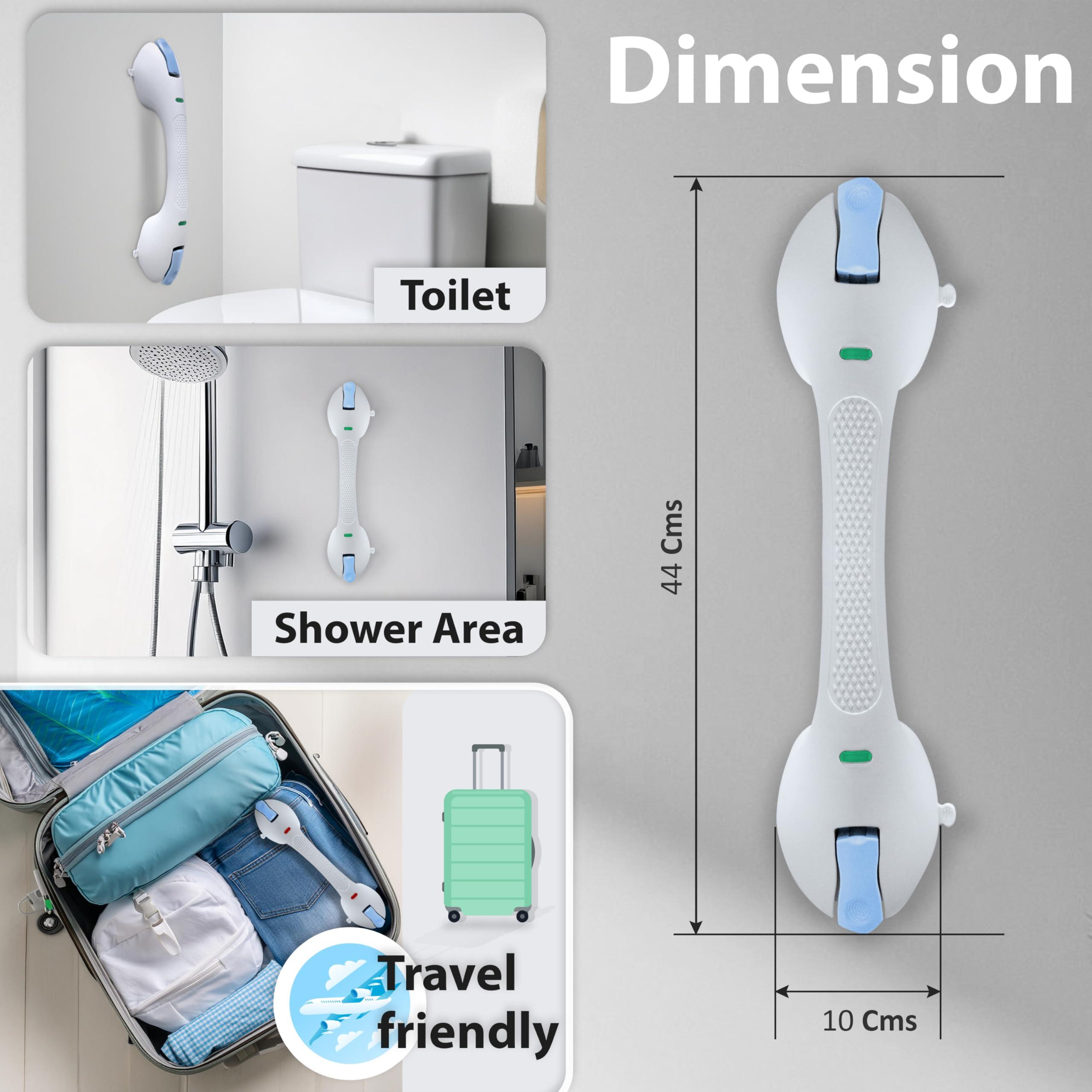 KosmoCare KosmoCare Suction Grab Bar | 17 Inch Tool-Free Shower Handle |Safety Suction Grab Bars with Indicator |Portable Safety Rail for Elderly, Handicap, Seniors | Suction Grip for Bathroom & Bathtubs (Blue)