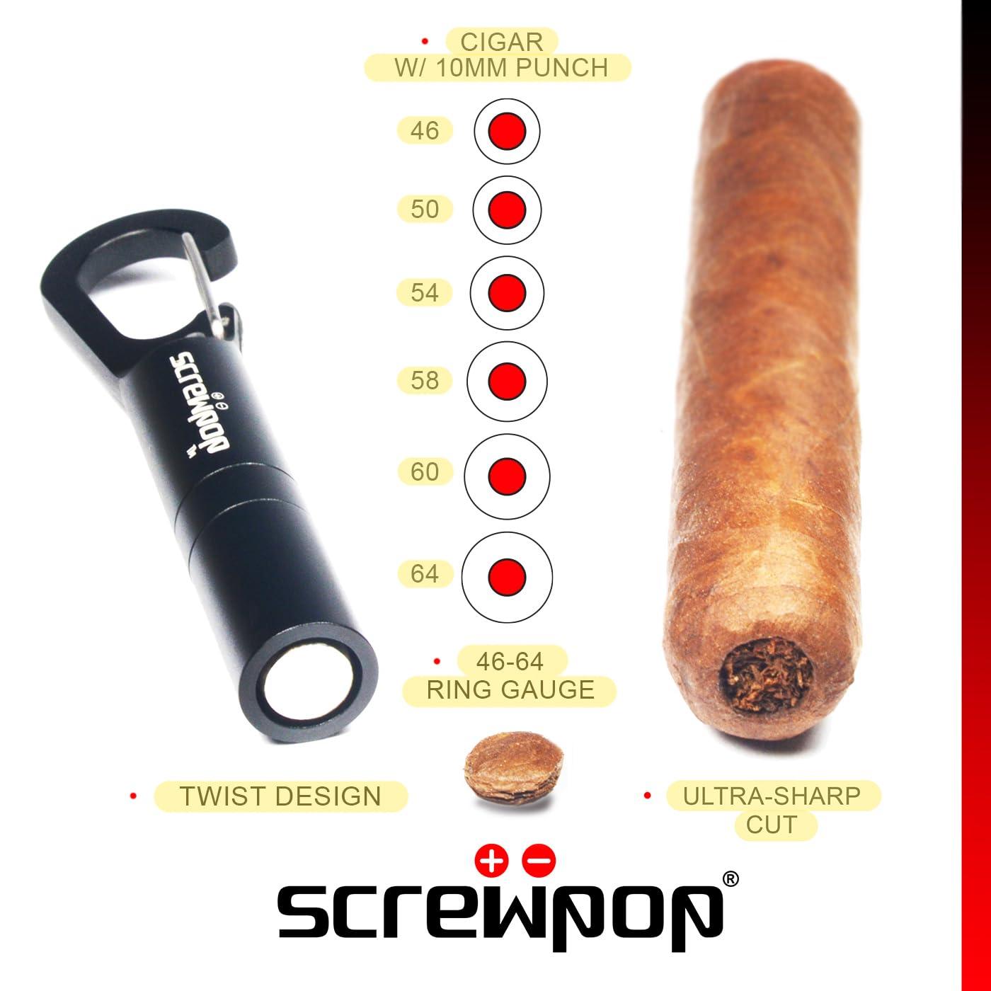 Screwpop Screwpop Cigar Punch 3.0 Ultra Sharp Anodized Black Carabiner Clip Bottle Opener