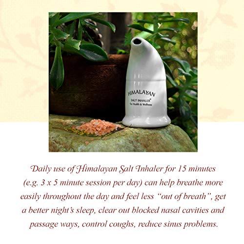 Green Home Himalayan Salt Inhaler & 180g Pink Salt, Crystal Salt, Refillable Salt Inhaler- All-Natural Respiratory Aid, Salt Therapy Pocket Inhaler for Health and Wellness-White