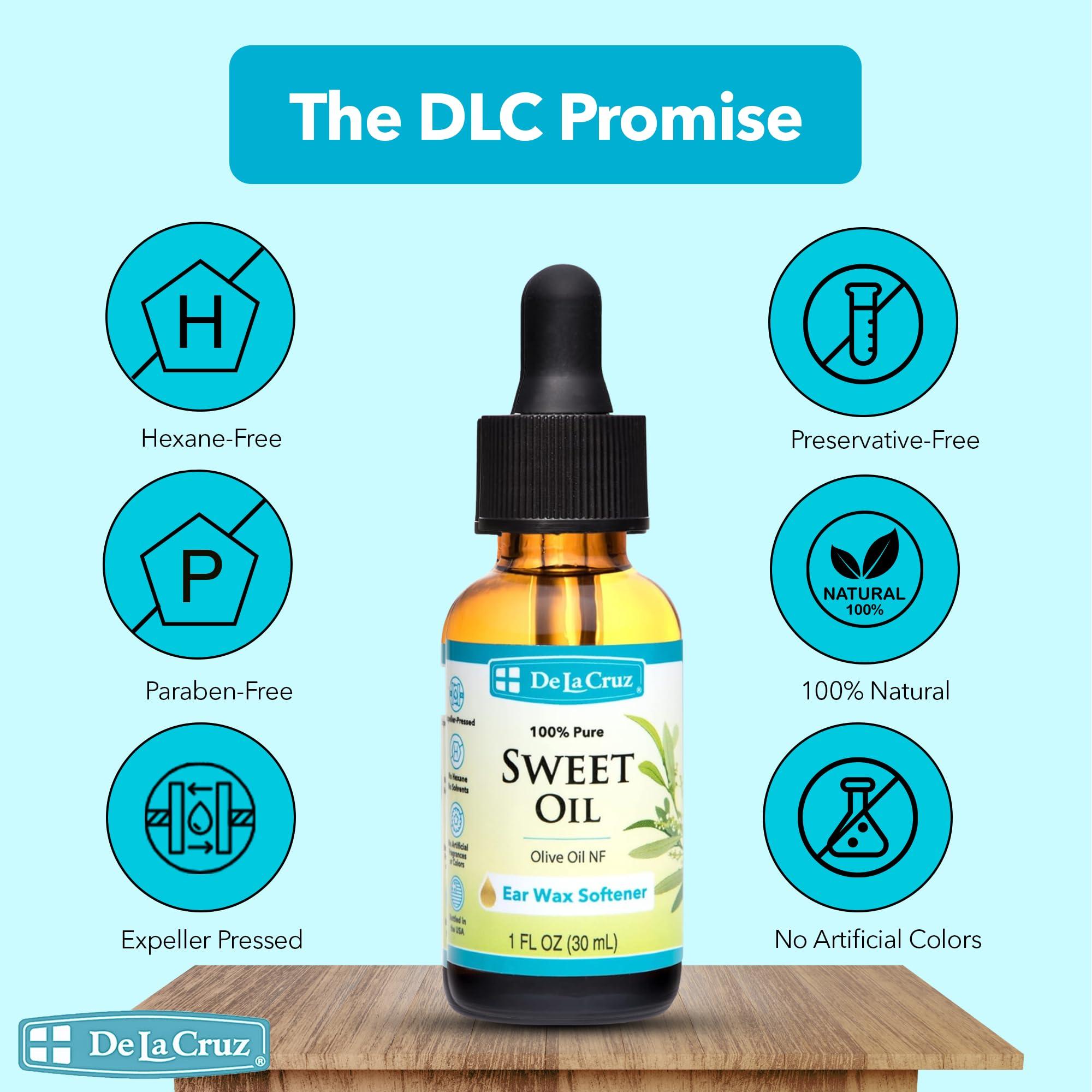 De La Cruz De La Cruz 100% Pure Sweet Oil, for Softening Ear Wax, Bottled in USA, 1 FL. OZ.