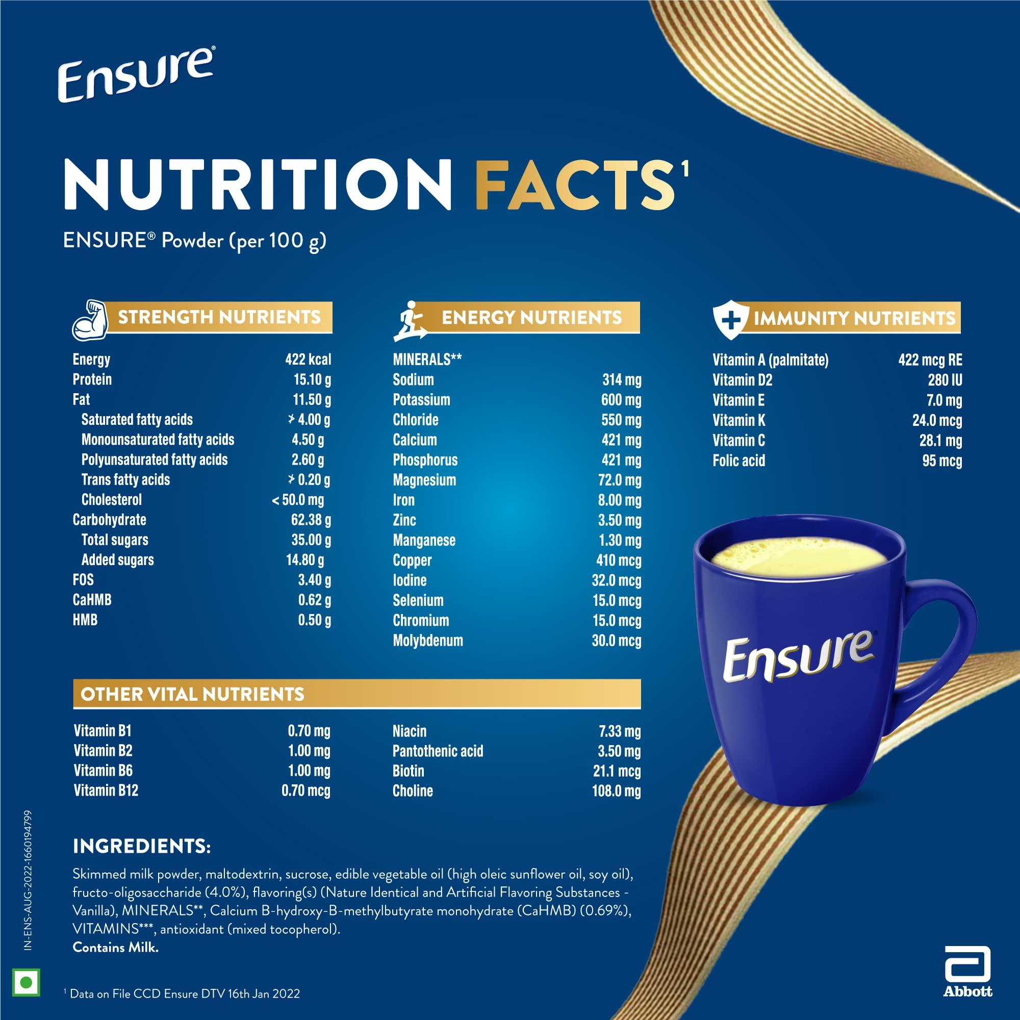 Ensure Ensure Complete Balanced Nutrition Drink For Adults- Vanilla 1Kg & Ensure Diabetes Care Nutrition to Help Control Blood Sugar Levels- Vanilla 400g Box