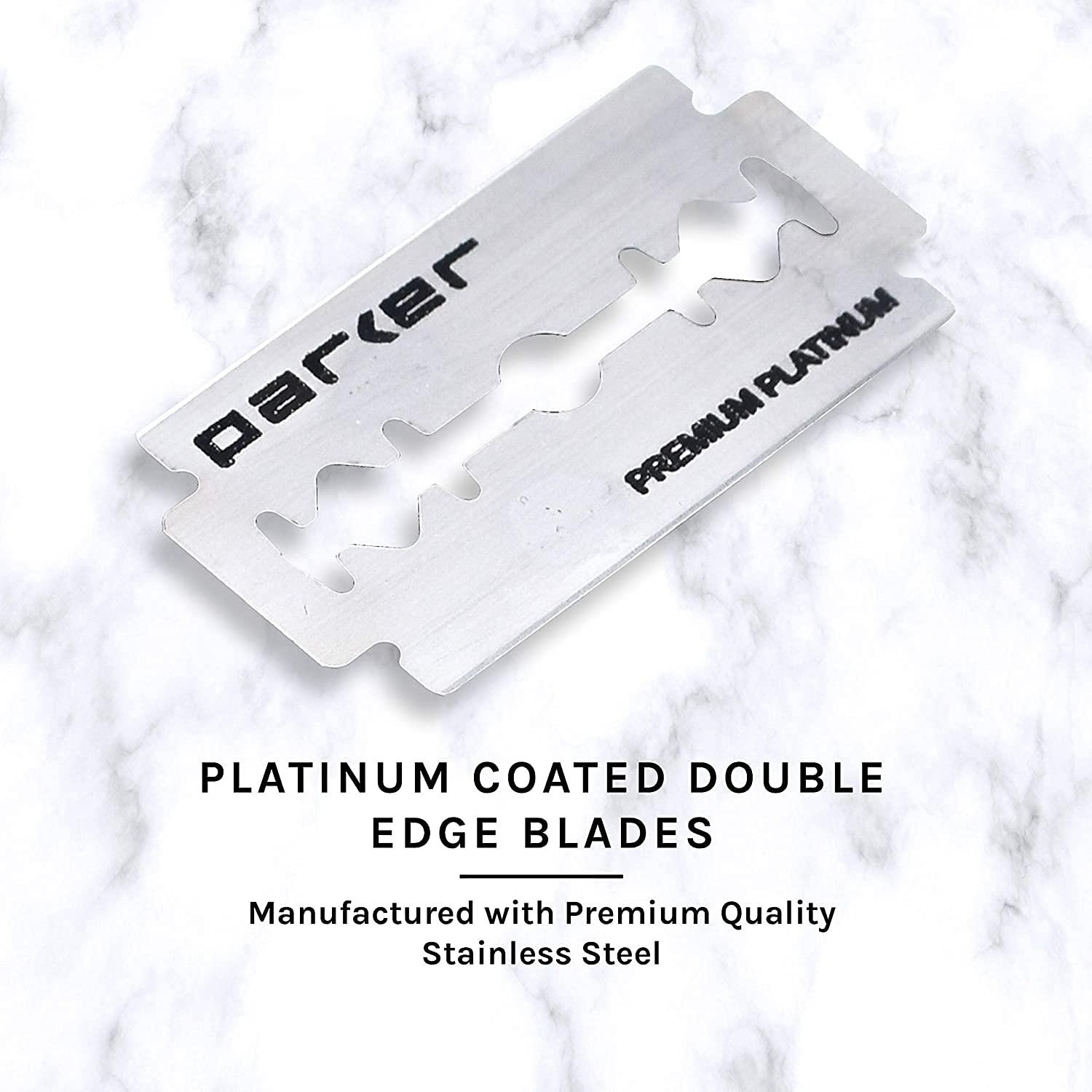 PARKER Safety Razor Parker Safety Razor 56R Heavyweight Double Edge Safety Razor with 5 Parker Premium Platinum Stainless Steel Razor Blades Classic 3 Piece Design (Graphite)