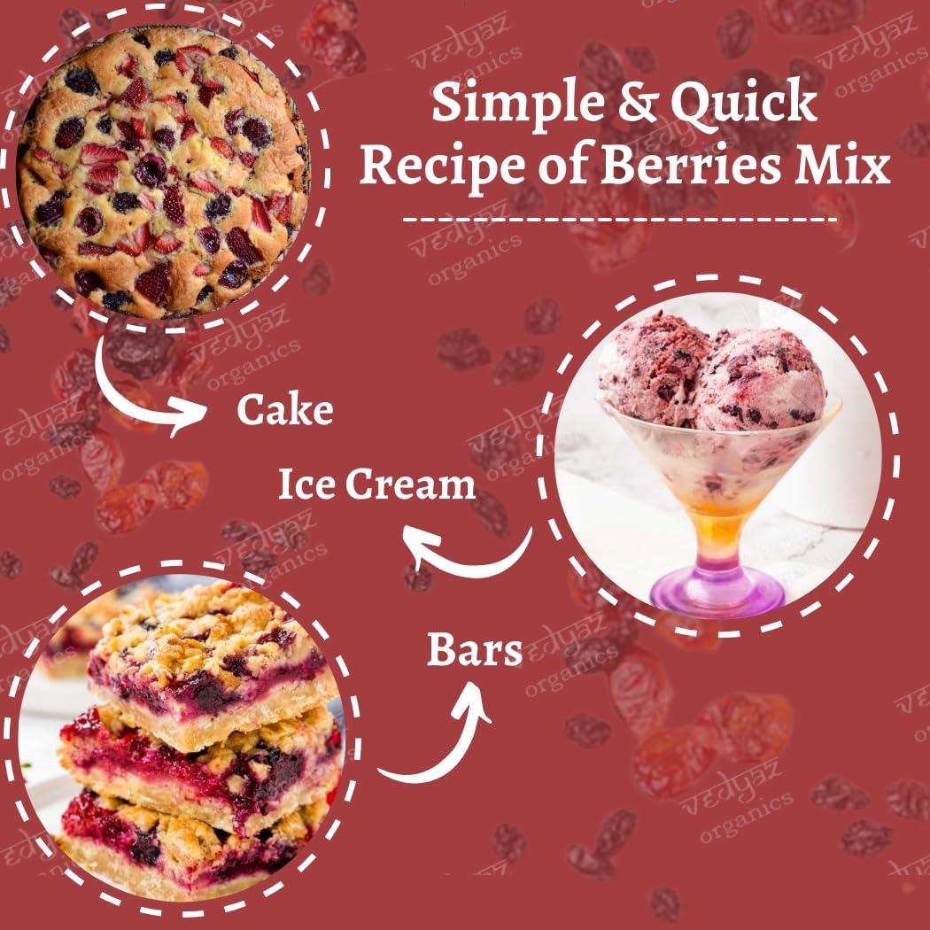 Vedyaz Organics Vedyaz Organics Dried Berries Mix 200gm - Mix of Blueberry, Goji berry, Strawberry & Cranberries Dry fruits - Rich in Nutrients & Antioxidants