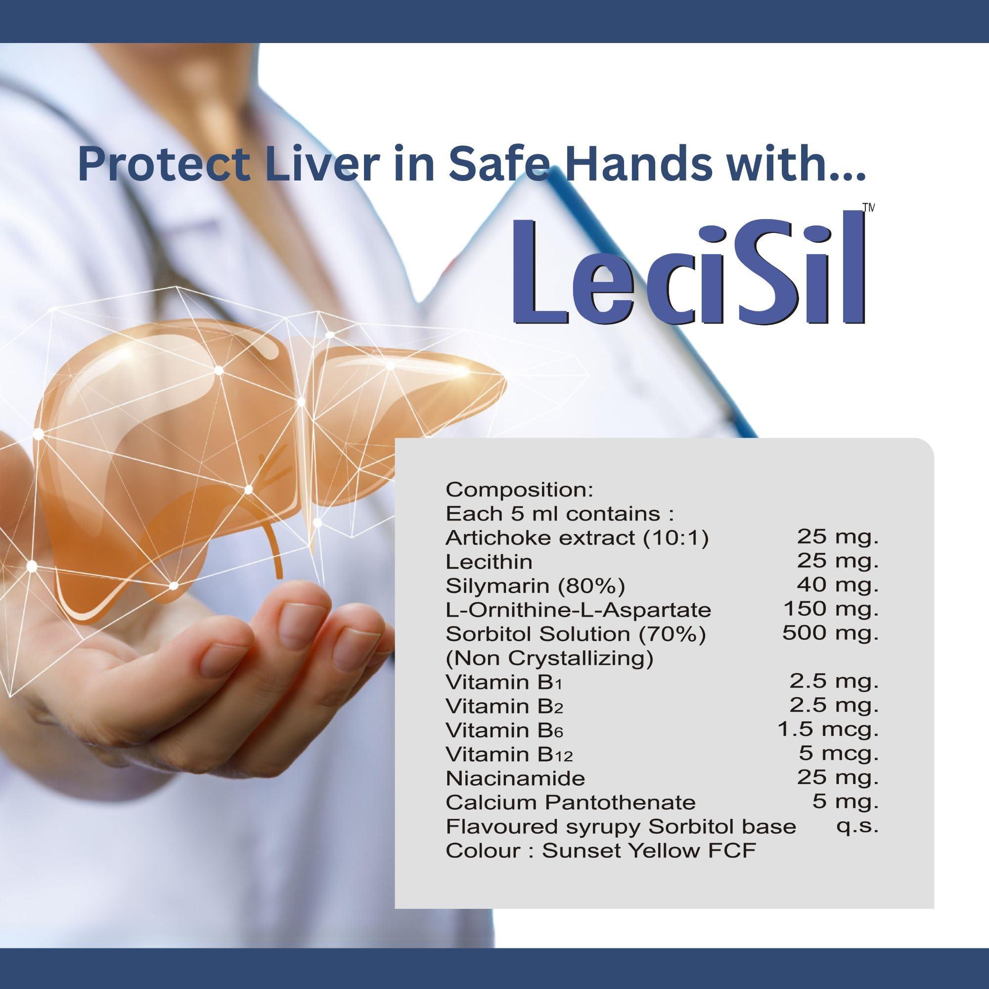 ATEX ATEX Lecisil Suspension For Therapeutic Use Artichoke, Lecithin, Silymarin, Sorbitol L-Ornithine-L-Aspartate with Vitamin B-Complex Suspension | Net qty. 200 ml