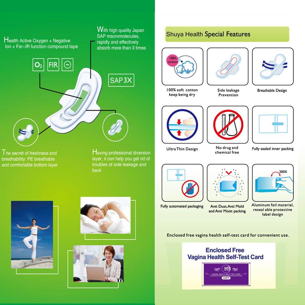 SHUYA SHUYA Super Long Overnight Maxi Pads for Woman with Wings, Patented Negative ion Strip,Super Absorbency for Heavy Flow, Scented 16CountPack of 2