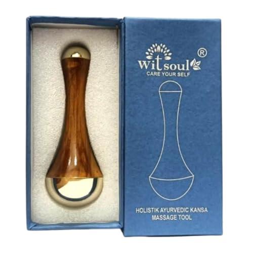 WITSOUL WITSOUL kansa Wand face and Foot Massager/Unique Design - 2 in 1 Massager/Two Different Sizes of Kansa Cups with Teak Wood Handle