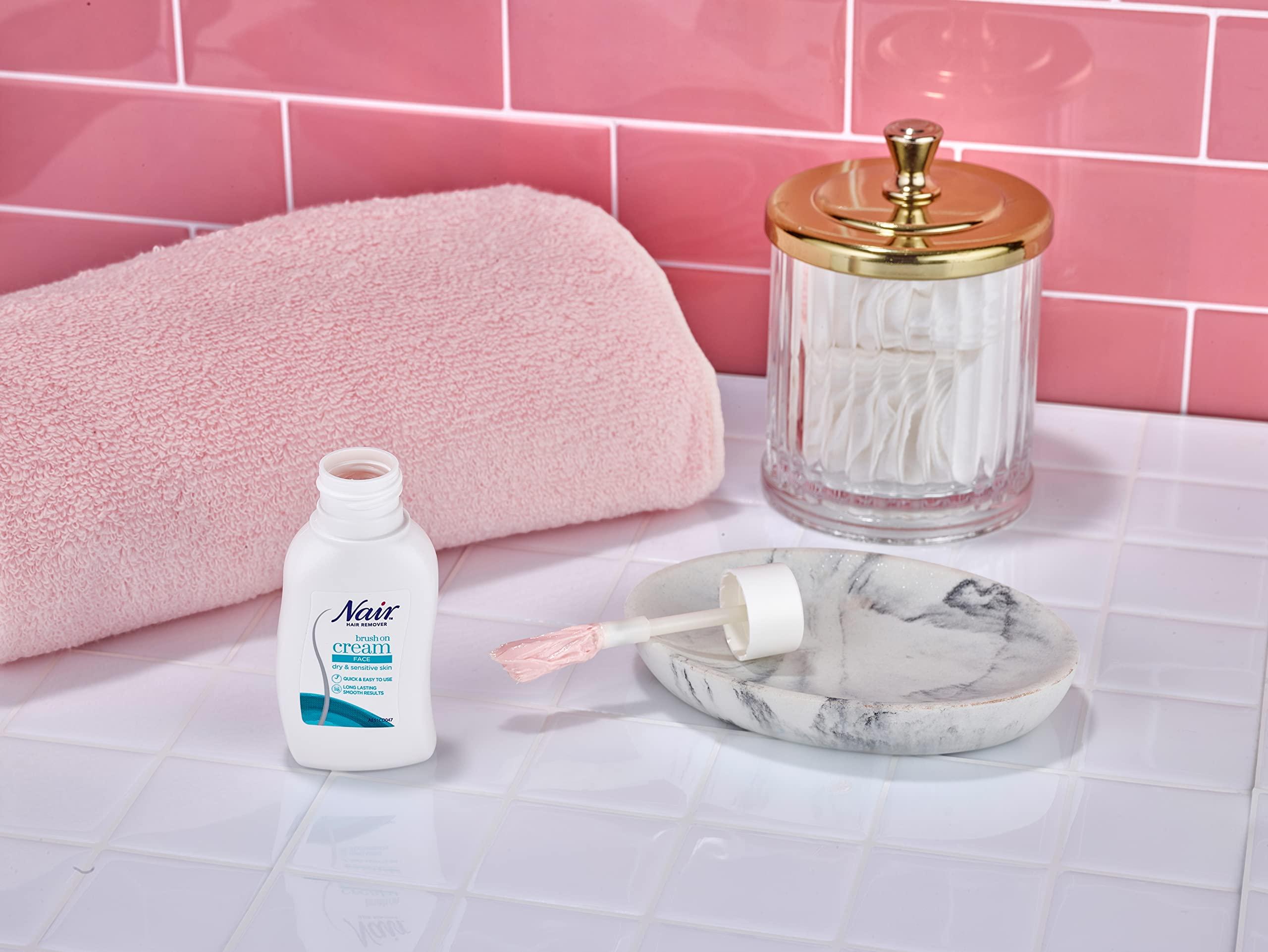 Nair Nair Hair Removal Facial Brush On Cream 50ml || For Dry & Sensitive Skin with Argan Oil