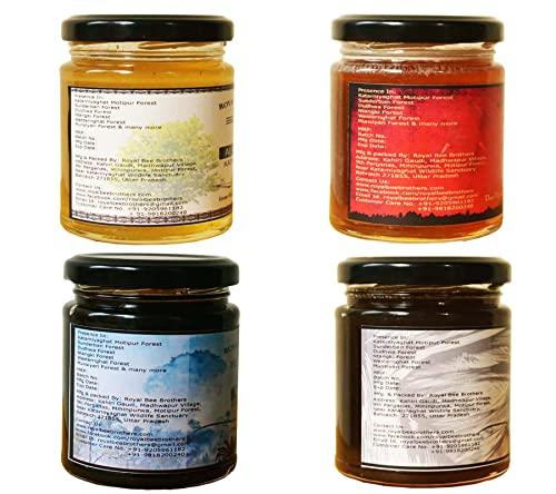 Royal Bee Brothers Royal Bee Brothers | Combo Pack of Four Wild Forest Honey | Produce of Wild Honey Bee | Raw Natural Unprocessed Unheated Unfiltered | No Preservative