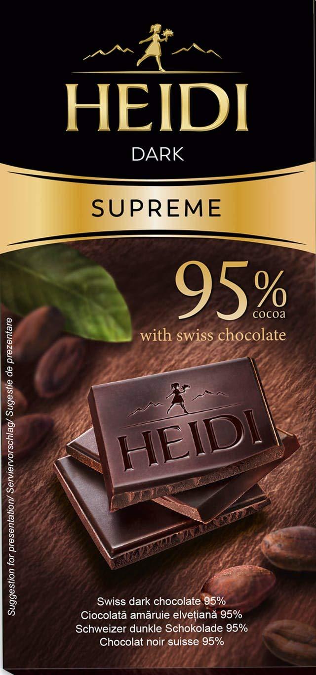 HEIDI Heidi 95% Cocoa Dark Chocolate 50 grams | 100% Veg | Vegan | Imported | Switzerland