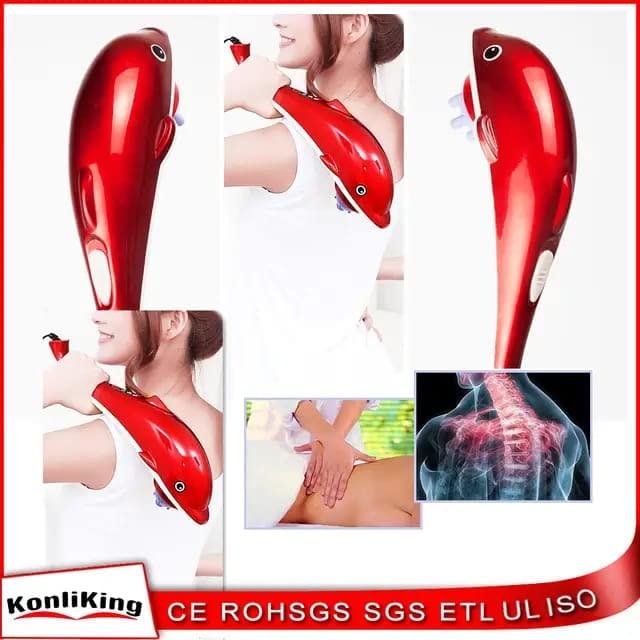 unine unine Dolphin Handheld Body Massager For Pain Relief With Powerful Vibration For Unisex Dolphin Massager Body Vibration Massage Machine Fish Massage,Red Giant Dolphinmassger