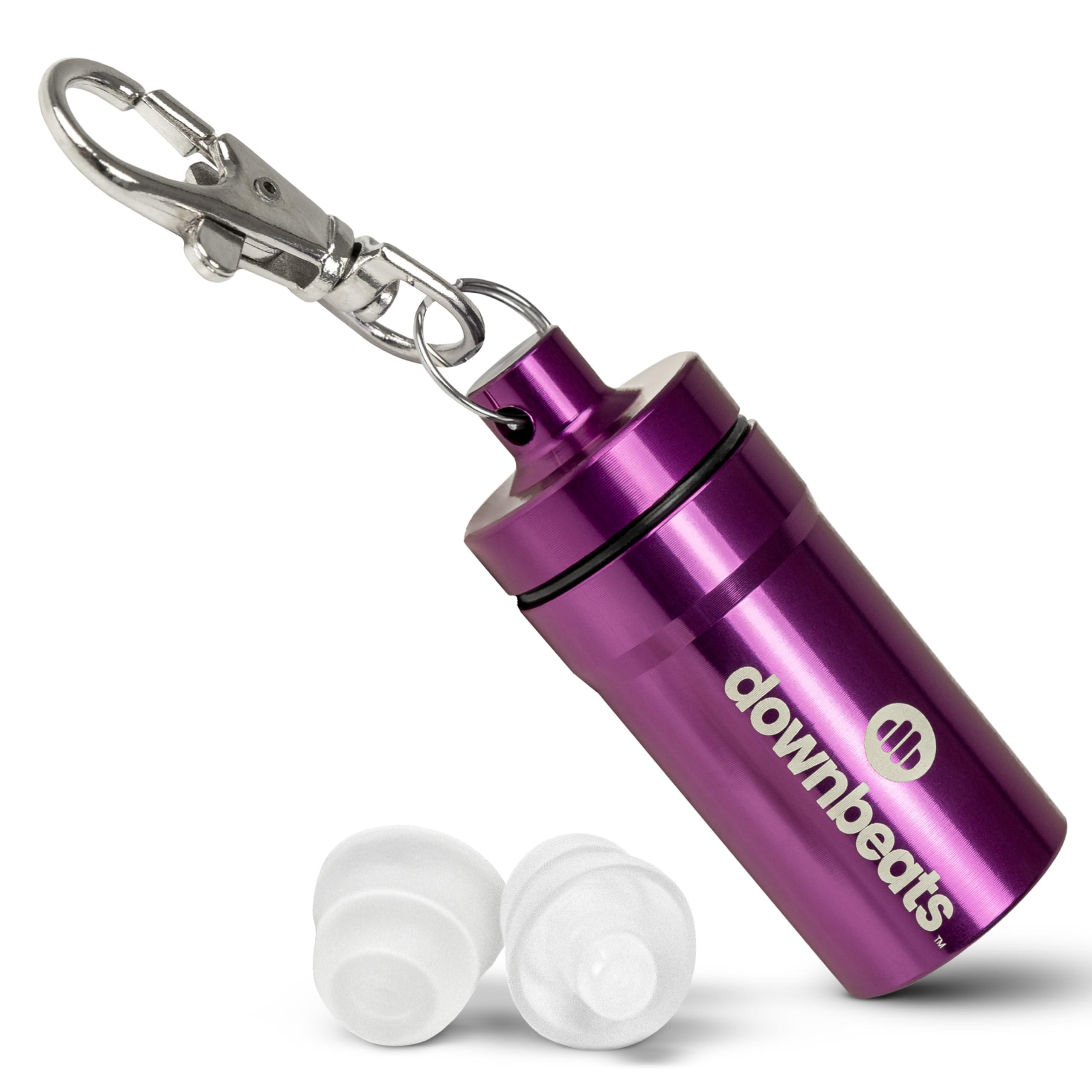 DownBeats DownBeats Reusable High Fidelity Hearing Protection: Ear Plugs for Concerts, Music, and Musicians (Clear Ear Plugs, Purple Case)
