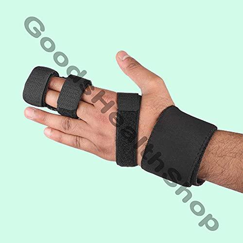 GoodsHealthShop GoodsHealthShop 2 Finger Splint Trigger Finger Splint Adjustable Full Hand and Wrist Brace Support, Metal Straightening Immobilizer Treatment for Sprains, Mallet Injury, Arthritis (Small)