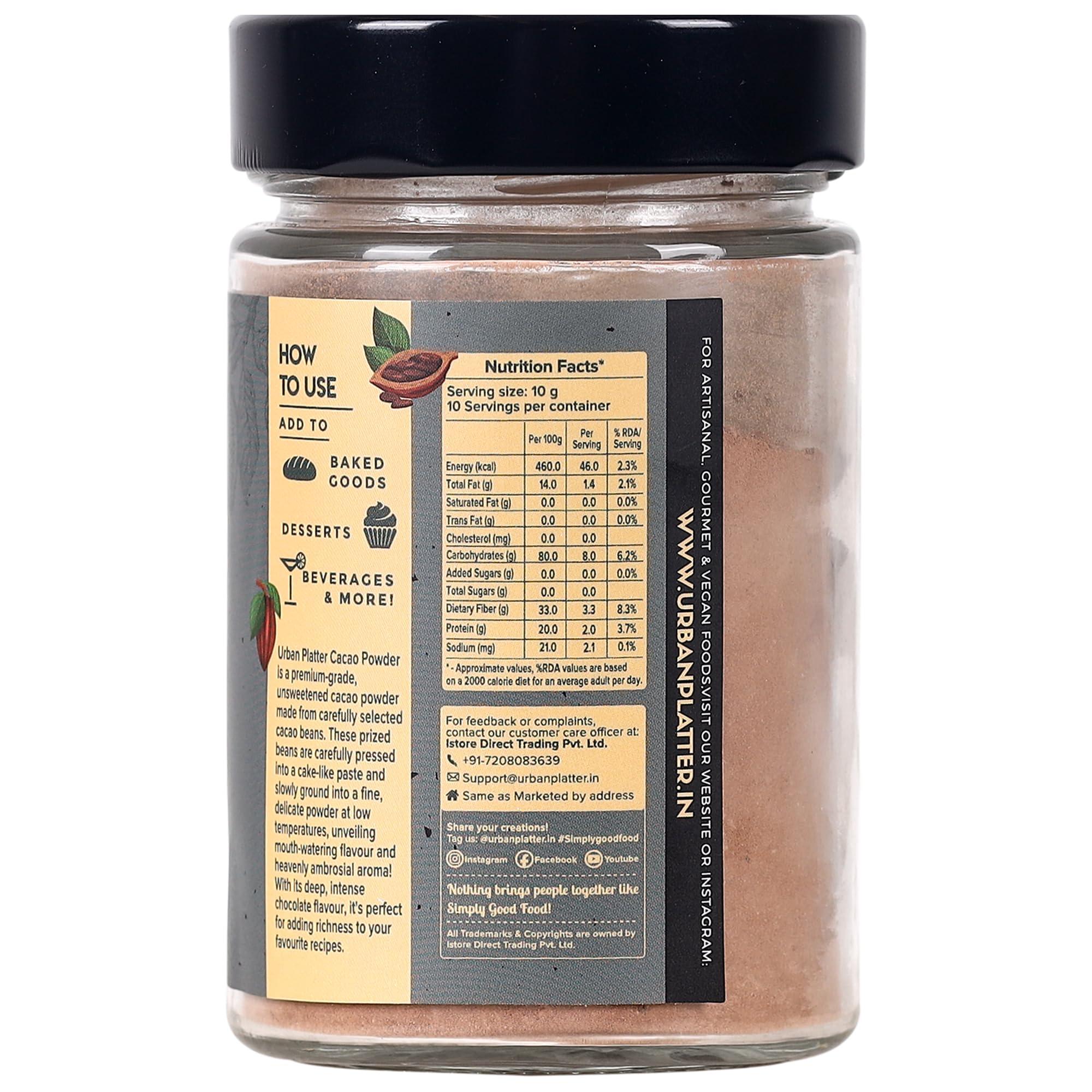 urban platter Urban Platter Non-Alkalized Organic Cacao Powder, 100g