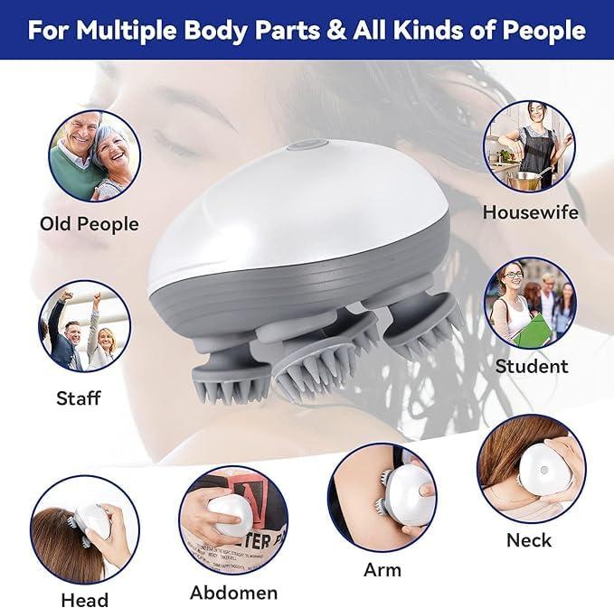 KRLZ KRLZ Handheld Head Massager, Electric Scalp Massager for Self-Care or Headaches Handheld Head Scratcher for Stress Relief, Deep Cleaning, Full Body Massage
