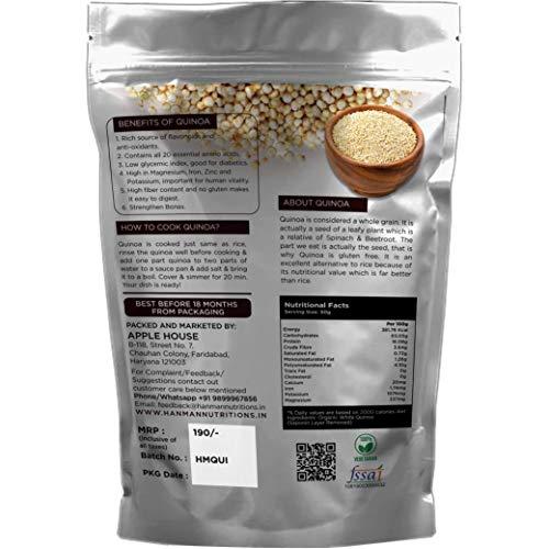 HANMAN NUTRITIONS HANMAN NUTRITIONS Organic White Quinoa Seeds - High Protein & Gluten Free (250 GM)