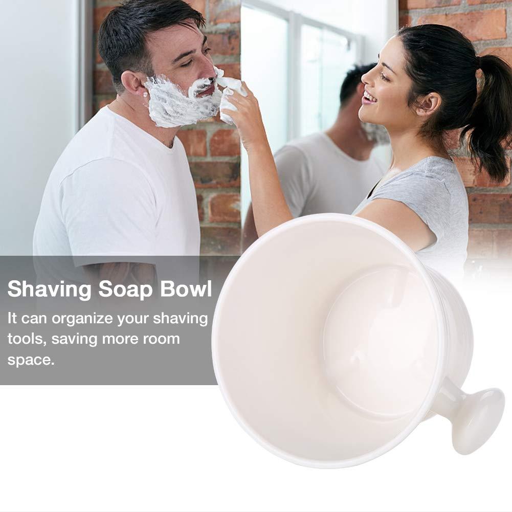 riteu Shaving Bowl, Ceramic Shaving Shave Soap Mug Bowl With Ball Grip Handle, Abs Men's Shaving Foam Bowl, 11 11 8cm(White)