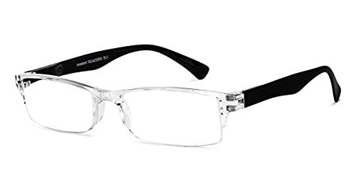 LENSKART BLU Lenskart READERS | Transparent Rectangular Half Rim Reading Eyeglasses | For Men & Women | For 1.25 Power | LR E13968