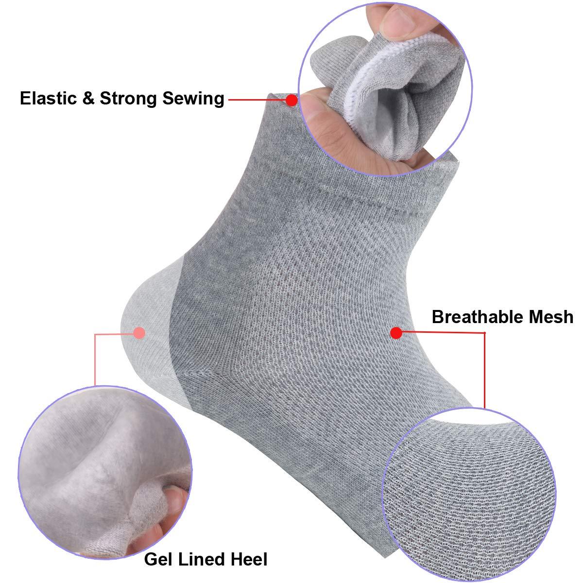 Exptolii Exptolii Vented Moisturizing Gel Heel Sock, 1 Pair Toeless Spa Sock For Foot Care Treatment, Cracked Heels, Dry Feet, Foot Calluses (Gray)