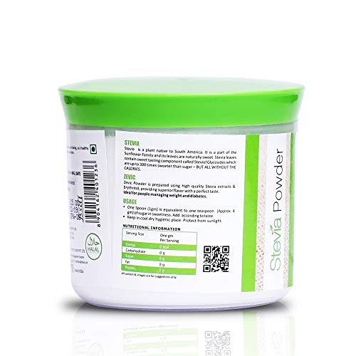 ZEVIC Zevic Stevia Sugar Free Powder | Zero Calories & Vegan | 100% Natural Sweetener Sugar Free White Powder | Keto & Diabetic Friendly - 200g (Pack of 3)