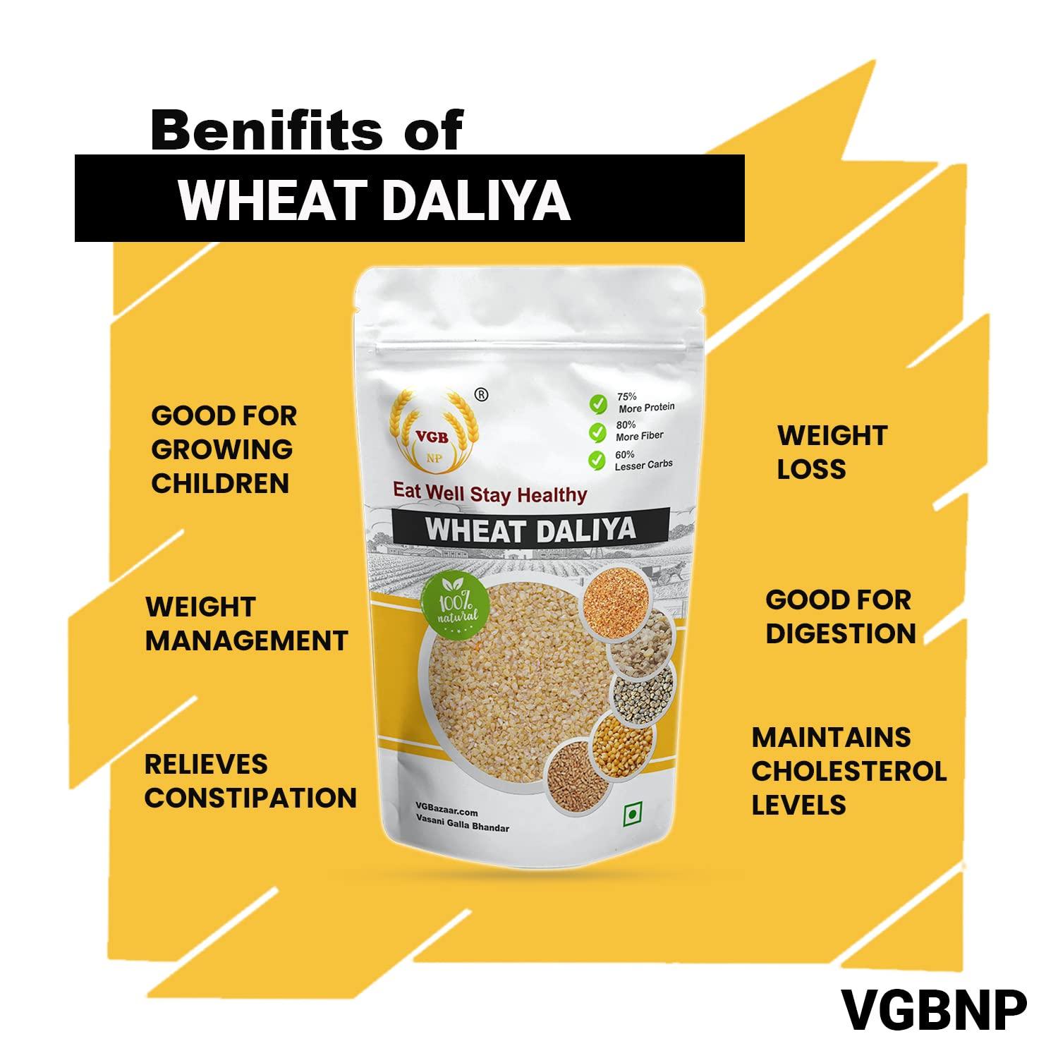 VGBNP VGBNP Vasani-G Natural & Unpolished High Fiber Wheat Dalia (Broken Wheat Daliya) Easy To Cook Wheat Porridge (Gehu Ka Dalia | Crushed Dalia) - 4Kg