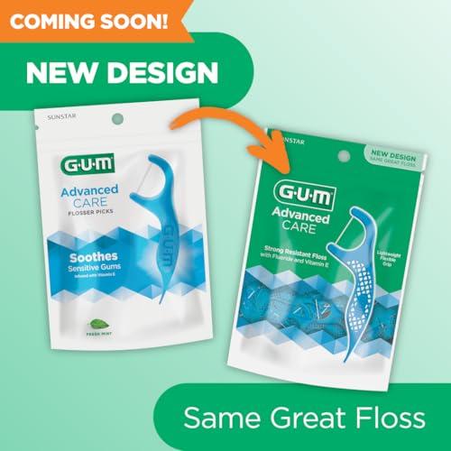 Gum Sunstar 888JC GUM Advanced Care Flossers, Fresh Mint, Vitamin E & Fluoride, 150 Count (packaging may vary)