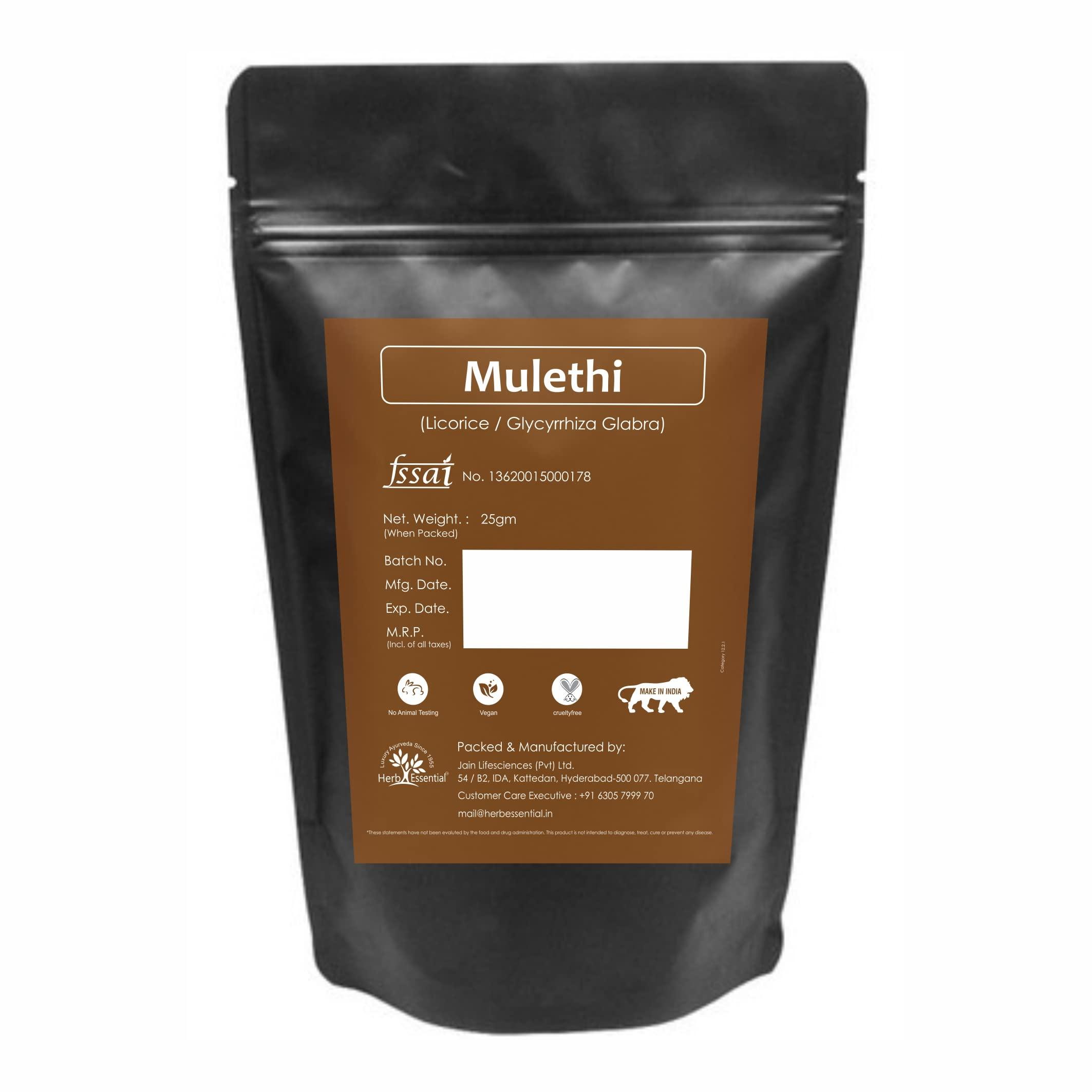 Herb Essential Herb Essential Mulethi Sticks | Yastimadhu (Licorice) For Chewing | Sore Throat Relief, (25g)