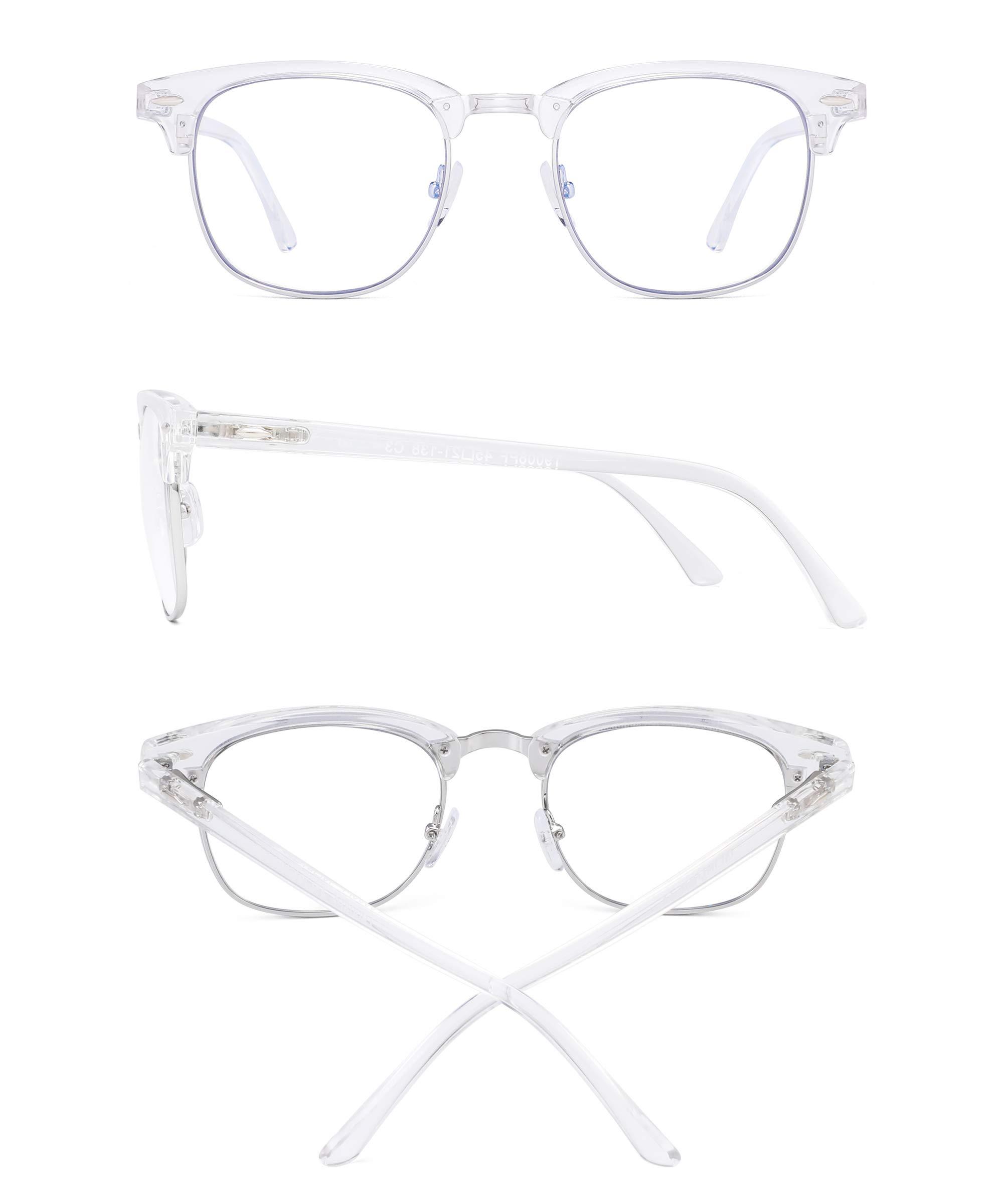 GLINDAR GLINDAR Blue Light Blocking Computer Glasses Retro Semi-rimless Style Reduce Eye Strain Video Game Eyeglasses Men Women Clear