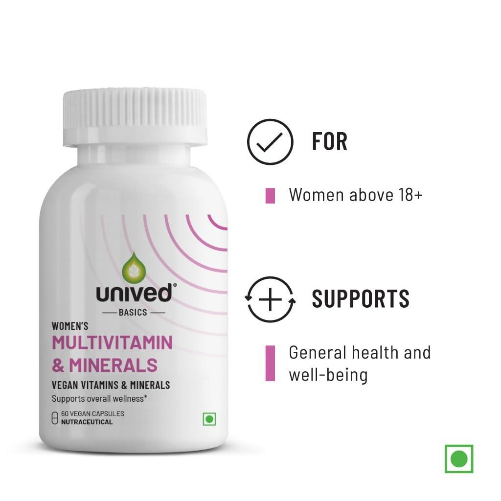 Unived Unived Basics Multivitamin & Minerals For Women, 100% Rda Of All Vitamins With Algae Calcium & Plant-Based Vitamin D3 Plus Important Minerals, Complete Formulation For Health & Wellbeing - Capsule
