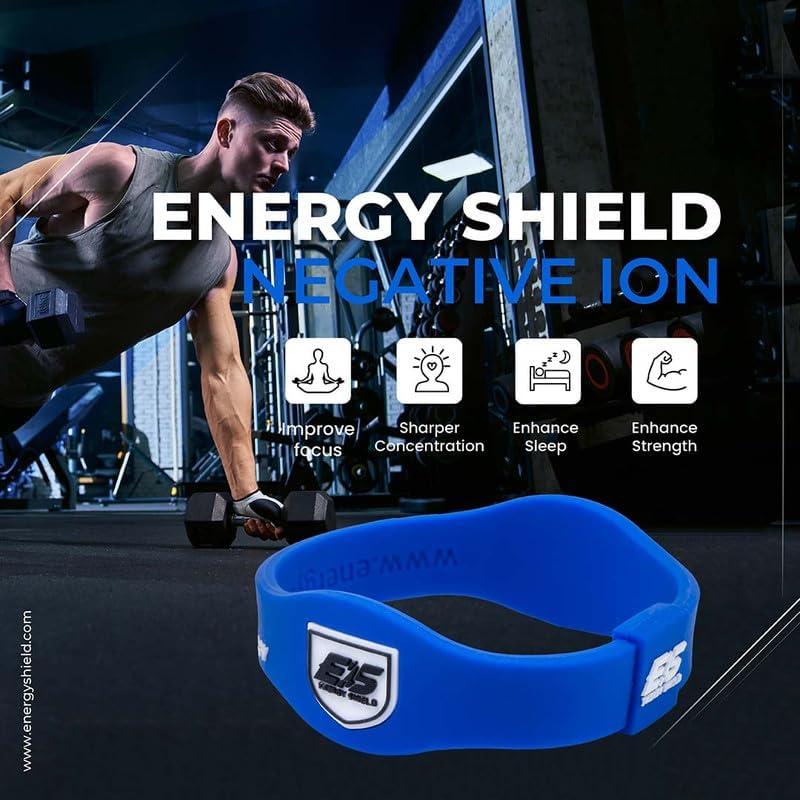 ENERGY SHIELD ENERGY SHIELD Wristband Energize-Pro Negative Ion Band for Men and Women Silicone Bracelet Blue Color (Small)