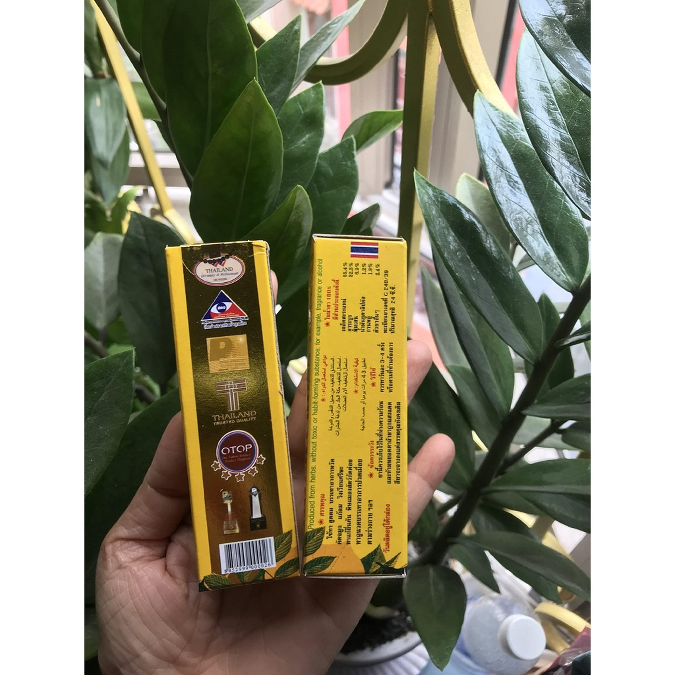 HANI PO HANI PO Gold Cross Thai Herbal Yellow Oil,24ml -+ Black peppermin inhaler Pack of 1 - thailand productPain relief balm | Oil for elder women | Men Pain relief balm for adult | Pain relief oil for women | Mens | Pain relief balm for girls | boys - Imp