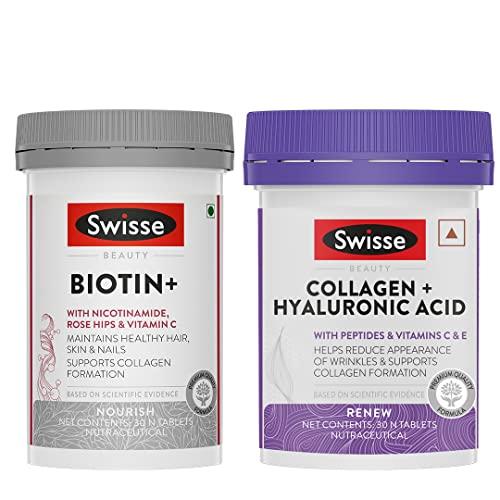 Swisse Swisse Collagen & Biotin Combo - Collagen + HA (30 Tablets) & Biotin (30 Tablets)
