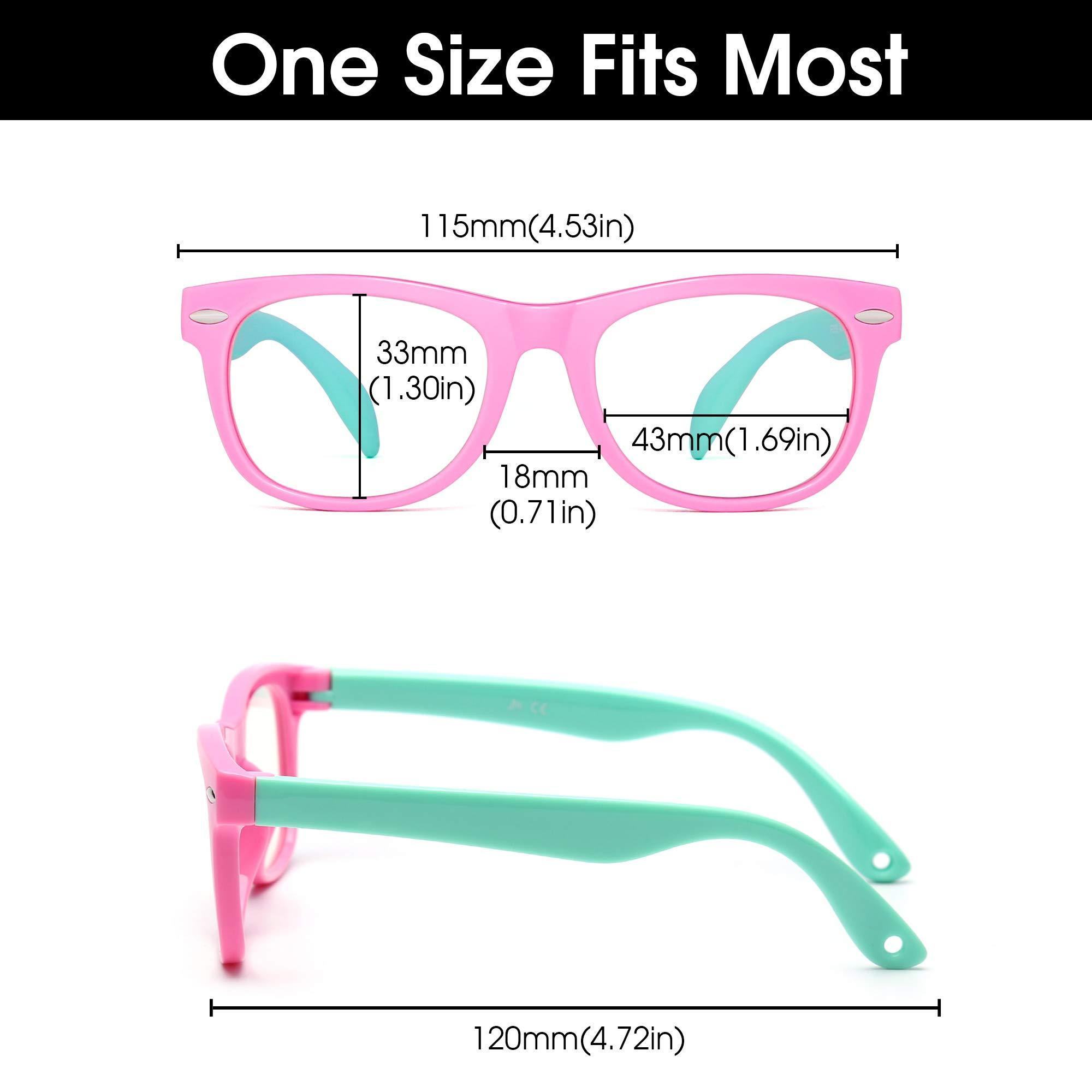 JM JM Anti Blue Light Blocking Glasses for Girls Computer Screen Protector Light Anti Eye Strain Glasses Pink Frame Green Temple