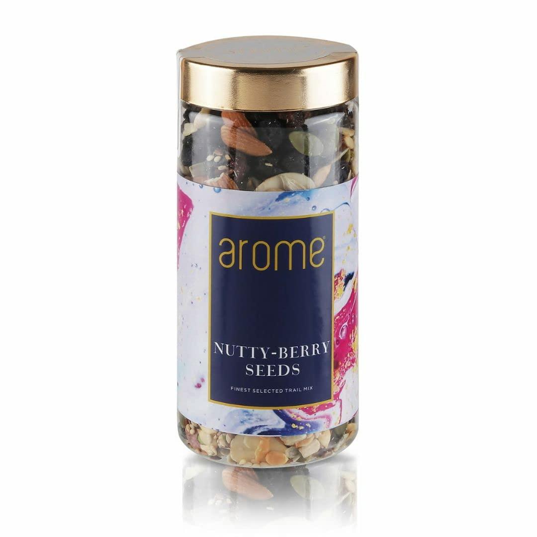 arome arome Premium Nutty Berry Seeds, 100 gm Pack | Mixed Nuts like Almond, Pista, Cranberry, Blueberry, Flax & Sesame Seeds | Healthy Snacks for Small Hunger | Assorted Dry Fruit, Berries and Nuts Mix