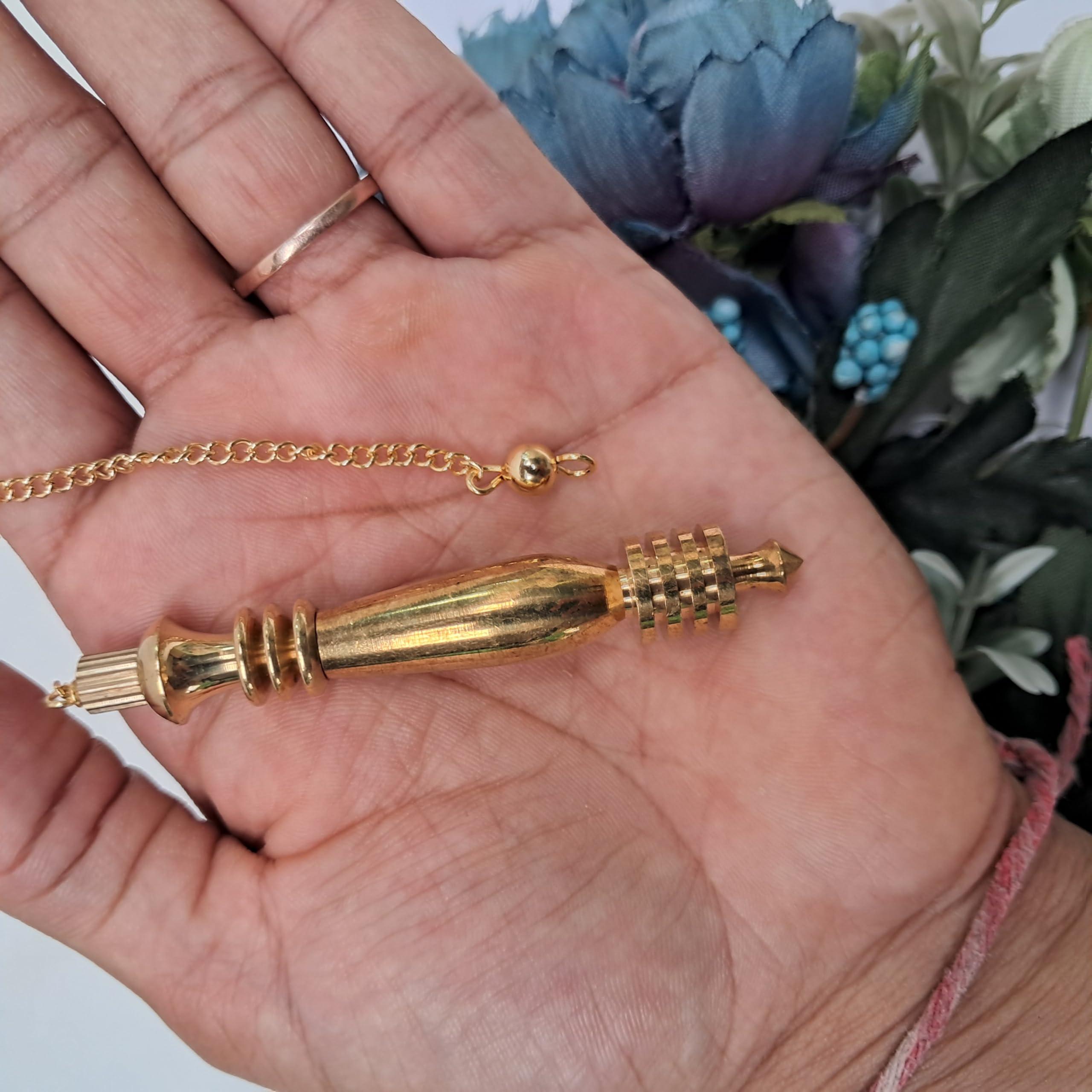 Jet International Crystal Jet Long Karnak Isis Ring Gold Pendulum Plate Chamber w/Chord Reiki Wiccan Free Booklet Jet International Crystal Therapy Healing Dowsing Metaphysical Spiritual Answers Occult Mystic