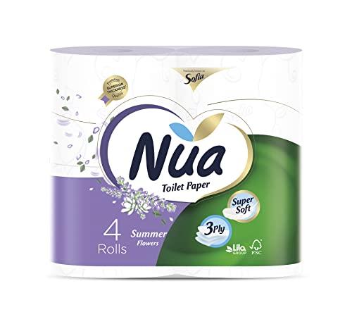 Nua Nua Super Soft Perfumed Toilet Paper - 150 Sheets x 3 Ply, Pack of 4 Rolls | Cushiony soft