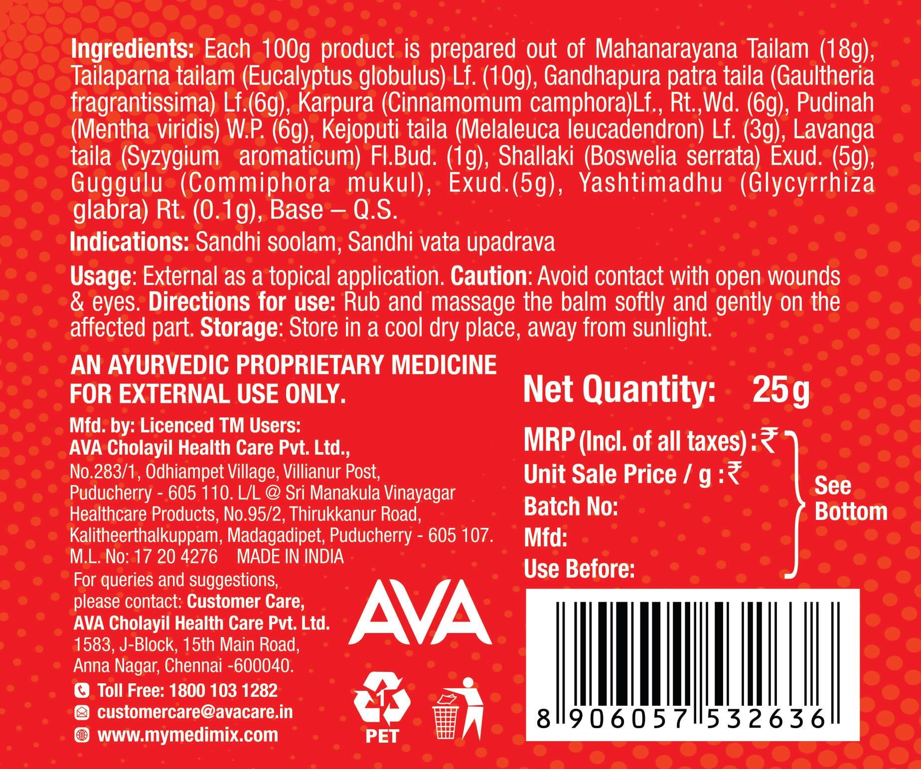SANJEEVANAM SANJEEVANAM Medimix Ortho Balm | For Muscle & Joint Pain Relief | An Ayurvedic Pain Relief Balm | 25G