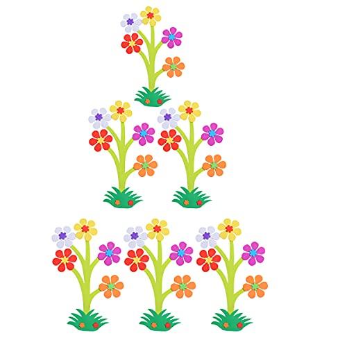 HEALLILY 6 Pcs EVA Plants Design Wall Sticker Classroom Blackboard Sticker Layout Decor Supplies for Kindergarten Kids Decoration (Small Flower Style)