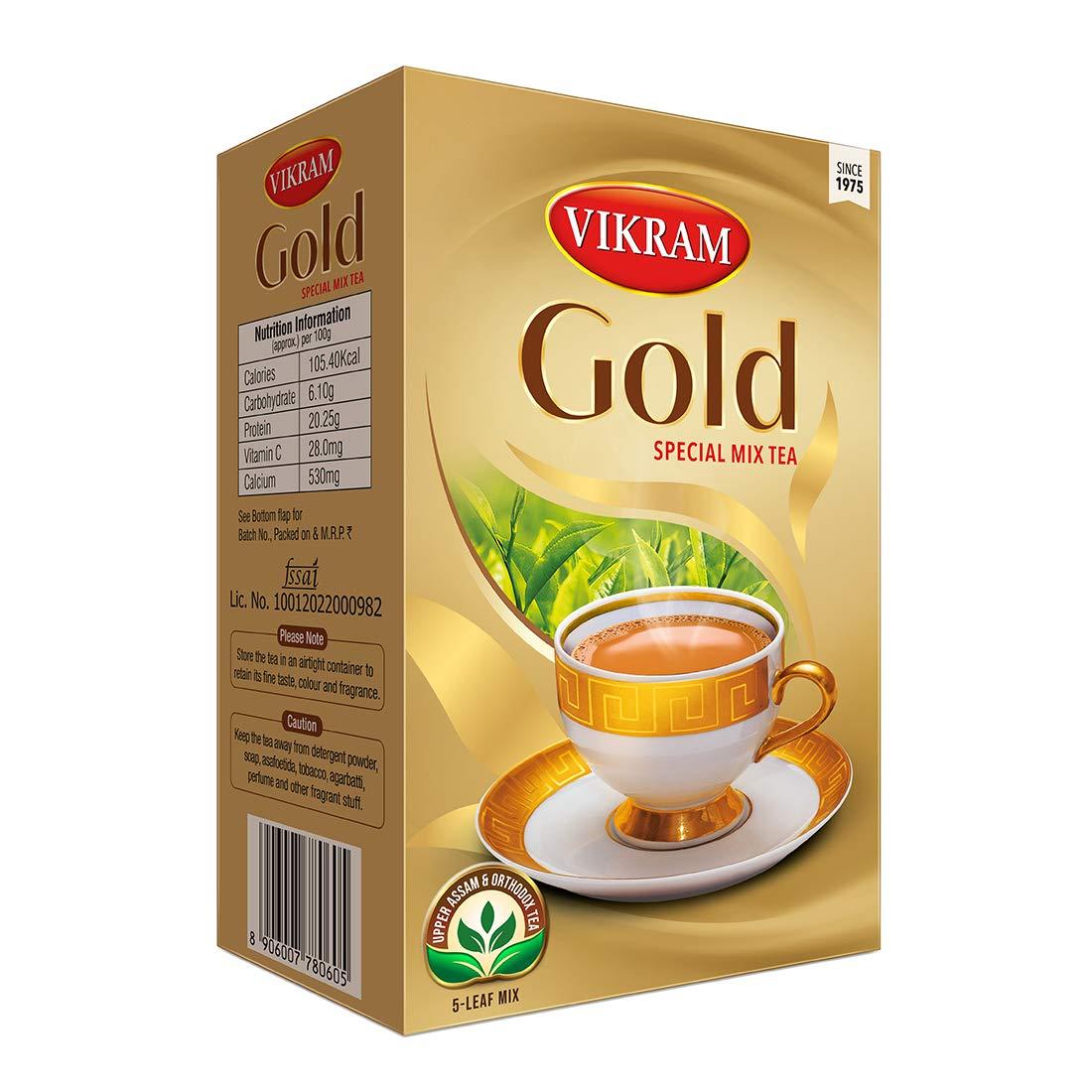 VIKRAM VIKRAM Gold Special Mix Tea | Blended With 5 Unique Types Of Leaves From Upper Assam And Enriched With Orthodox Tea Leaves | Rich & Aromatic Chai | Balck Tea - 500 Gram
