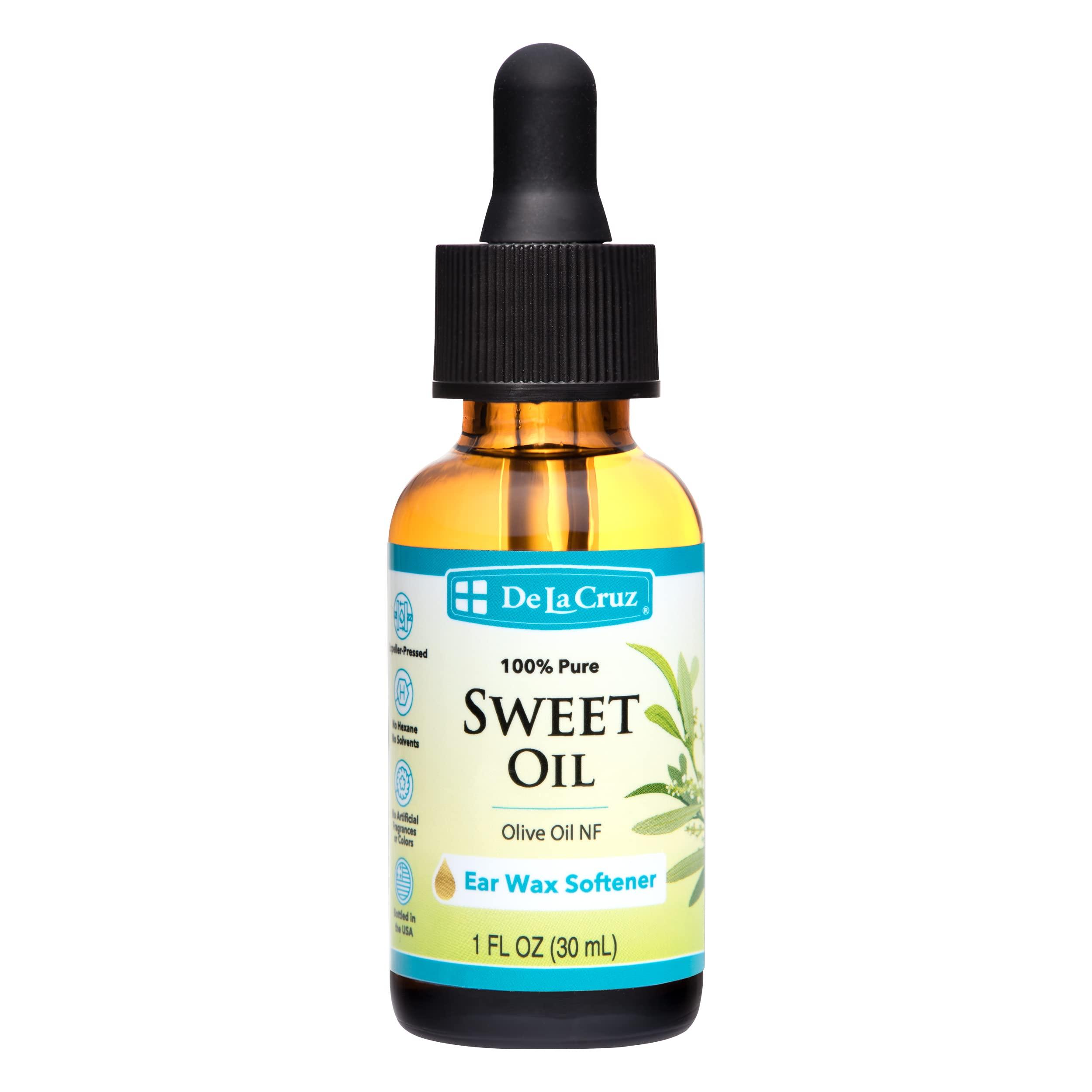 De La Cruz De La Cruz 100% Pure Sweet Oil, for Softening Ear Wax, Bottled in USA, 1 FL. OZ.