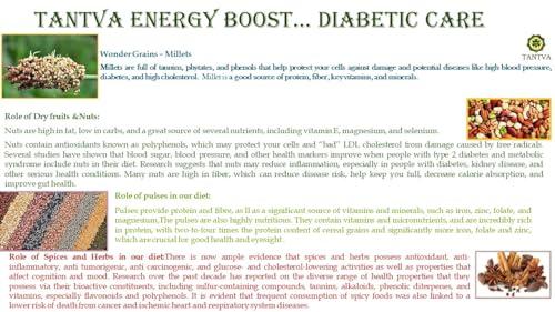 Tantva TANTVA Diabetic Care Energy Boost Health Mix | Multi Millet Multi Grain Dry Nuts | With 45 Natural Healthy Ingredients | Gluten Free | Sugar Free | Tasty | Healthy | 500 gms