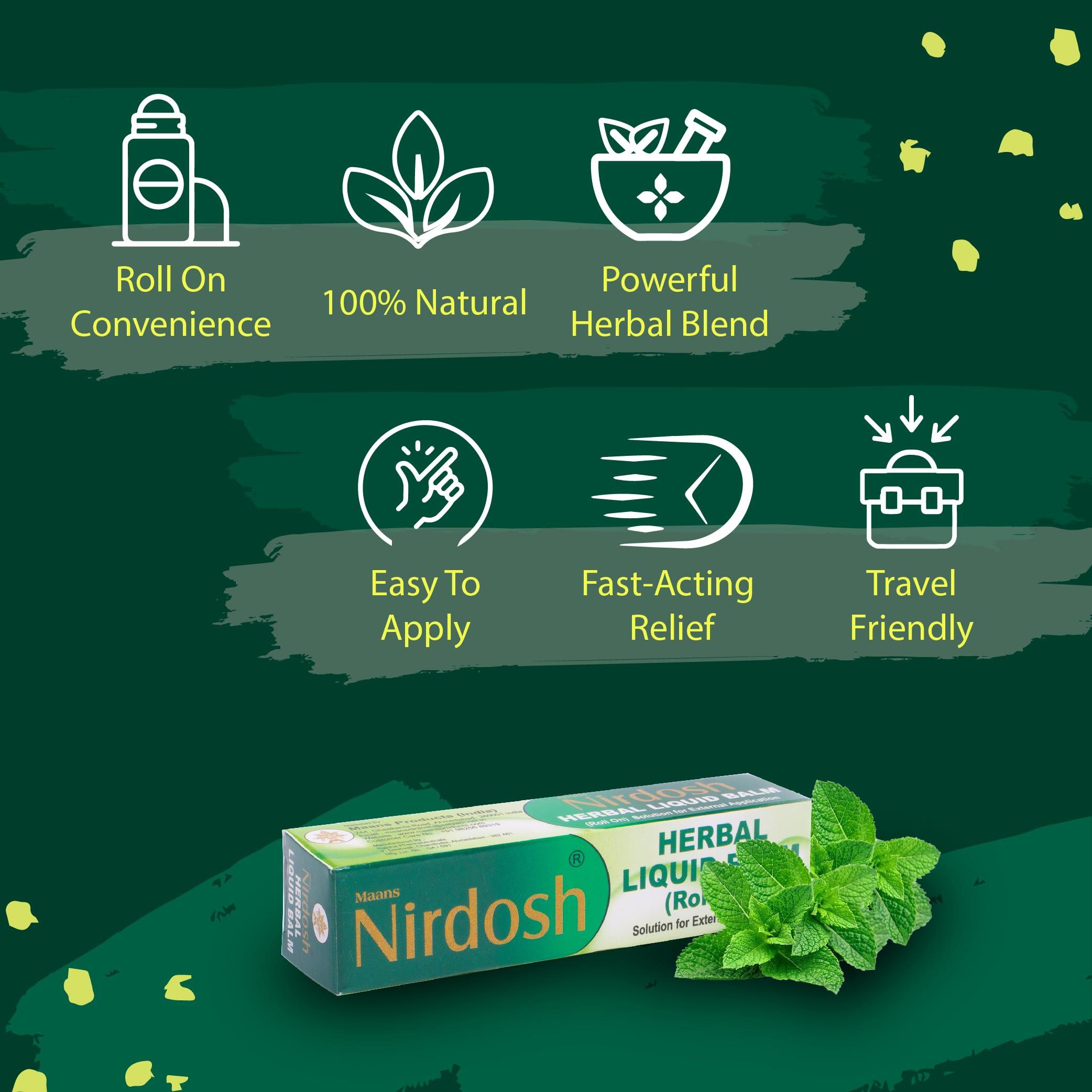 Nirdosh Nirdosh Herbal Liquid Roll-On Balm (Pack of 5) - 100% Natural Herbal Oil for Soothing Comfort