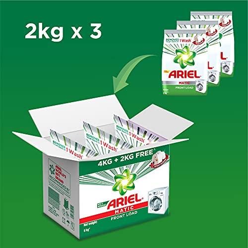 Ariel Ariel Matic Front Load Detergent Washing Powder - 4 kg with Free Detergent Powder - 2 kg - Pantry & Ariel Matic Liquid Detergent, Front Load, 1 Litre, Pack Of 1