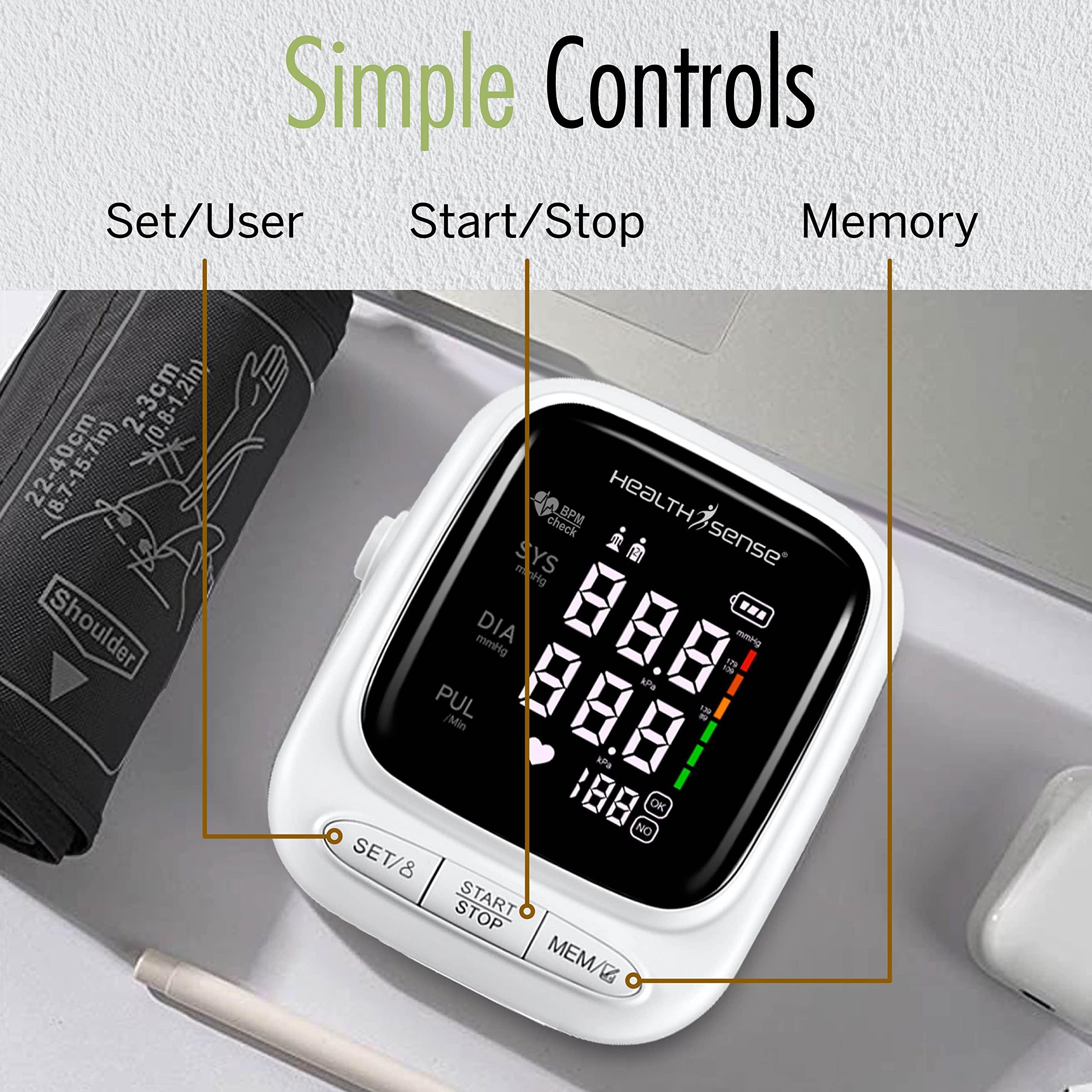 HealthSense HealthSense BP Machine Digital for Home Best, Blood Pressure Monitor Checking Machine, with 2x90 Reading Memory, Adjustible Arm Cuff 22-42 cm, Large LED Display Heart Mate BP 144 (White)