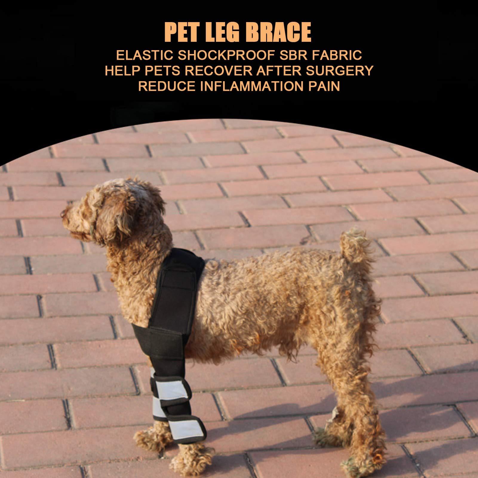 HUI Pet Elbow Support Wrap, Dog Elbow Brace Surgical Joint Protection Recovery Dog Elbow Protector Leg Brace Sleeve for Walking Support(M, Black)