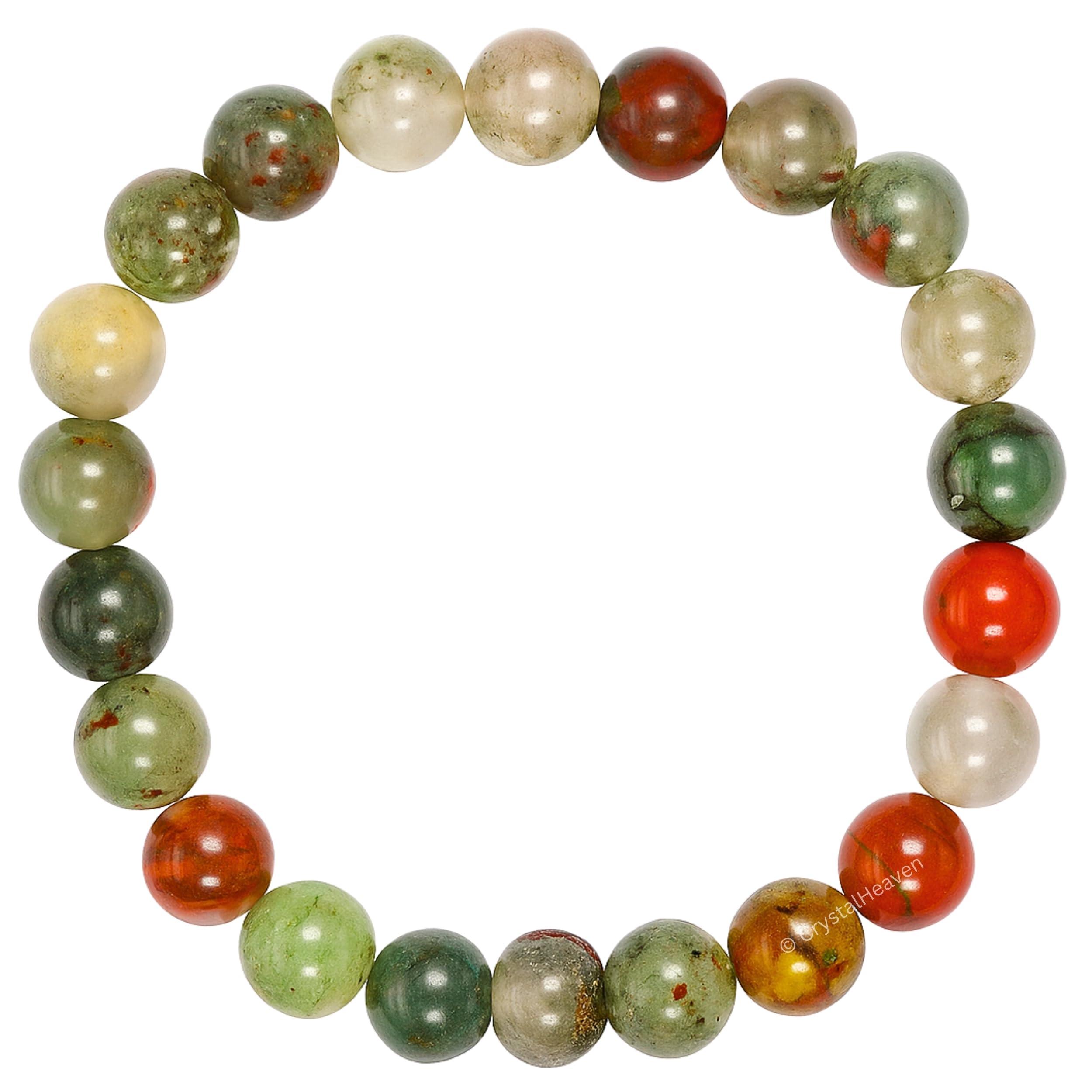 Crystal Heaven Certified African Bloodstone Bracelet for Women Men with Healing Crystal and Reiki Stone - Beautiful Gemstone Beaded Bracelet for Balance, Harmony & Positive Energy