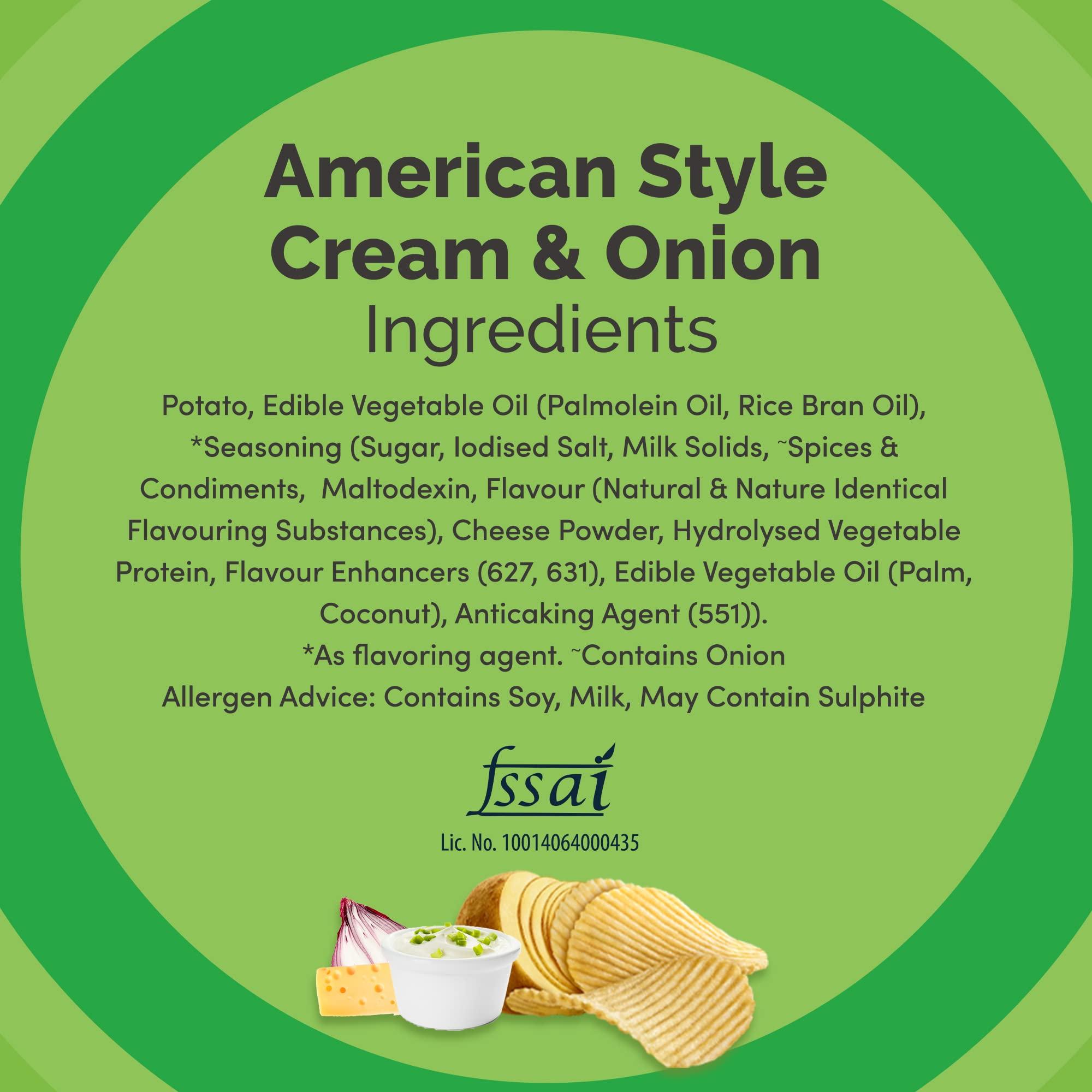 Lay's Lay's Potato Chips 157g/190g, American Style Cream & Onion Flavour, Crunchy Chips & Snacks, Party Pack (weight may vary)
